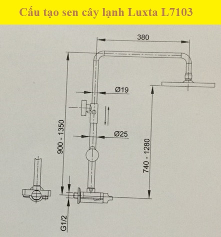 Cấu tạo sen cây tắm đứng lạnh Luxta L7103