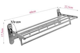 Máng khăn nhà tắm 2 tầng inox 304 xếp gọn MK12 (bóng & mờ)