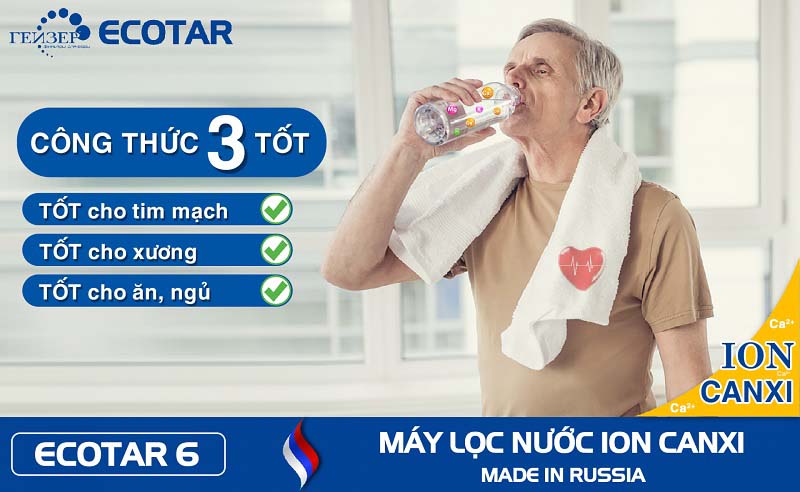 Máy lọc nước Geyser Ecotar 6 tạo nước Ion Canxi tốt cho sức khỏa của người cao tuổi