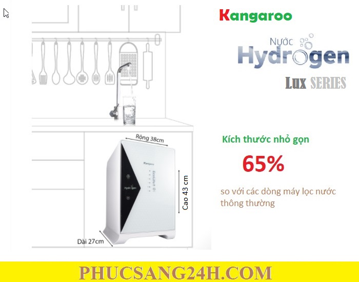 Máy lọc nước Kangaroo Hydrogen KG100HU+ có kích thước nhỏ gọn