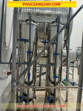 Quy trình thay vật liệu lọc nước máy 2 bình tại huyện Hóc Môn