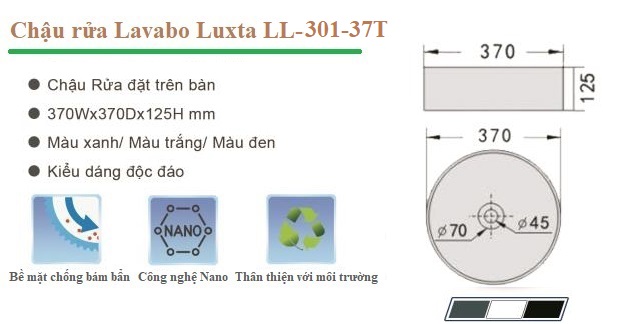 Tính năng nổi bật của chậu rửa lavabo đặt bàn Luxta LL-301-37T