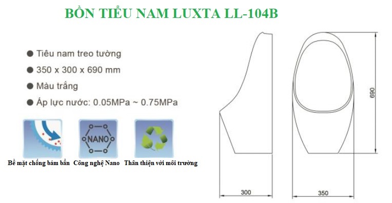 Tính năng nổi bật của bồn tiểu nam Luxta LL-104B