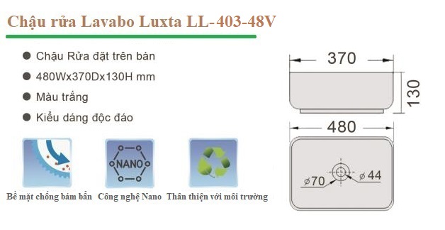 Tính năng nổi bật của lavabo đặt bàn Luxta LL-403-48v