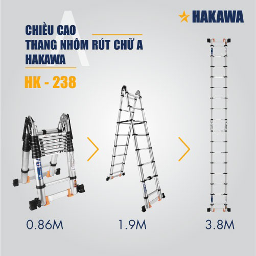 Tính năng nổi bật của thang nhôm rút đôi Hakawa HK-238