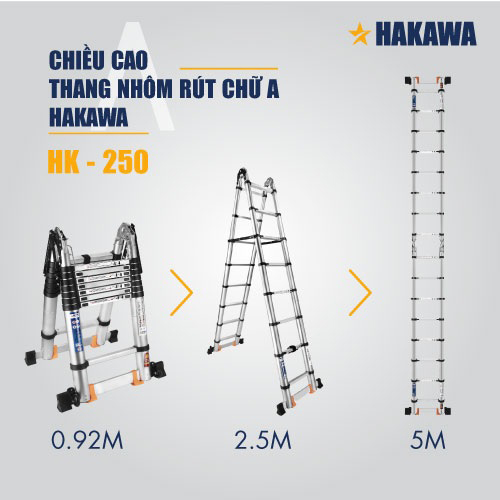 Tính năng nổi bật của thang nhôm rút đôi Hakawa HK-250