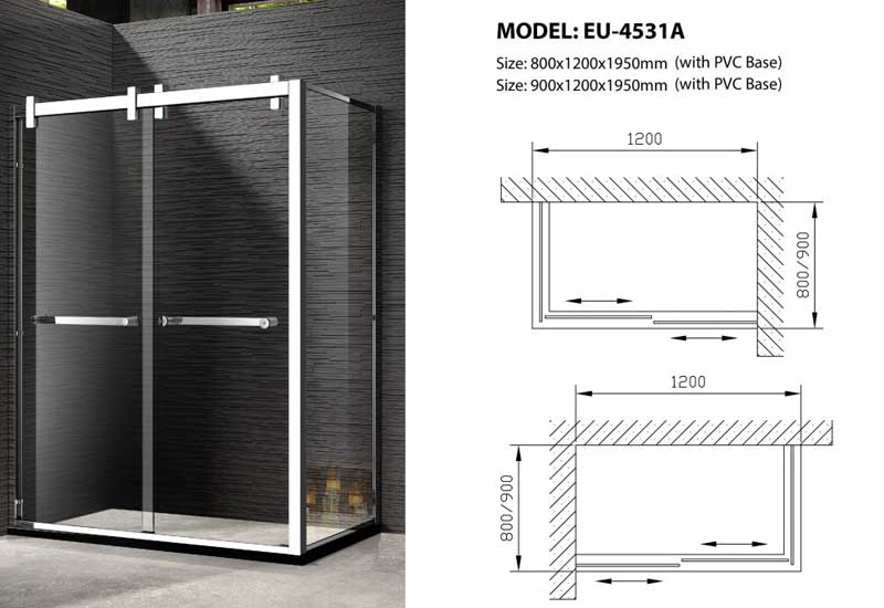 Bản thiết kế phòng tắm kính Euroking EU-4531A