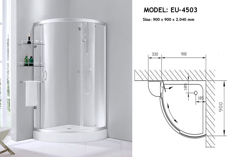 Bản vẽ phòng tắm kính Euroking EU-4503