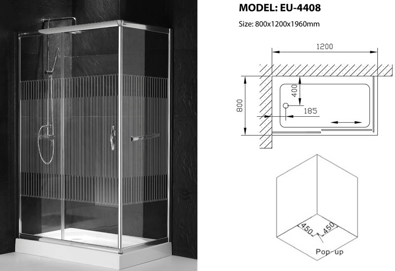 Bản vẽ thiết kế bồn tắm đứng Euroking EU-4408