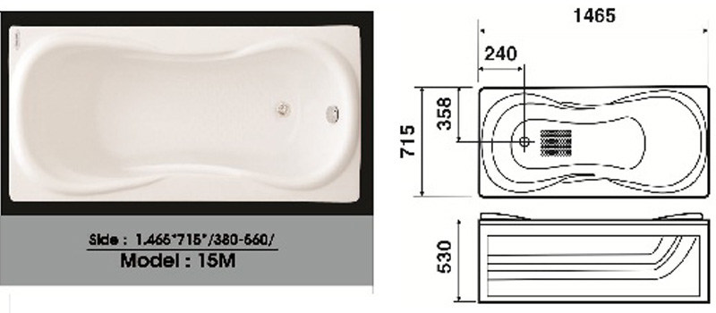 Bản vẽ thiết kế bồn tắm nằm massage Việt Mỹ 15M