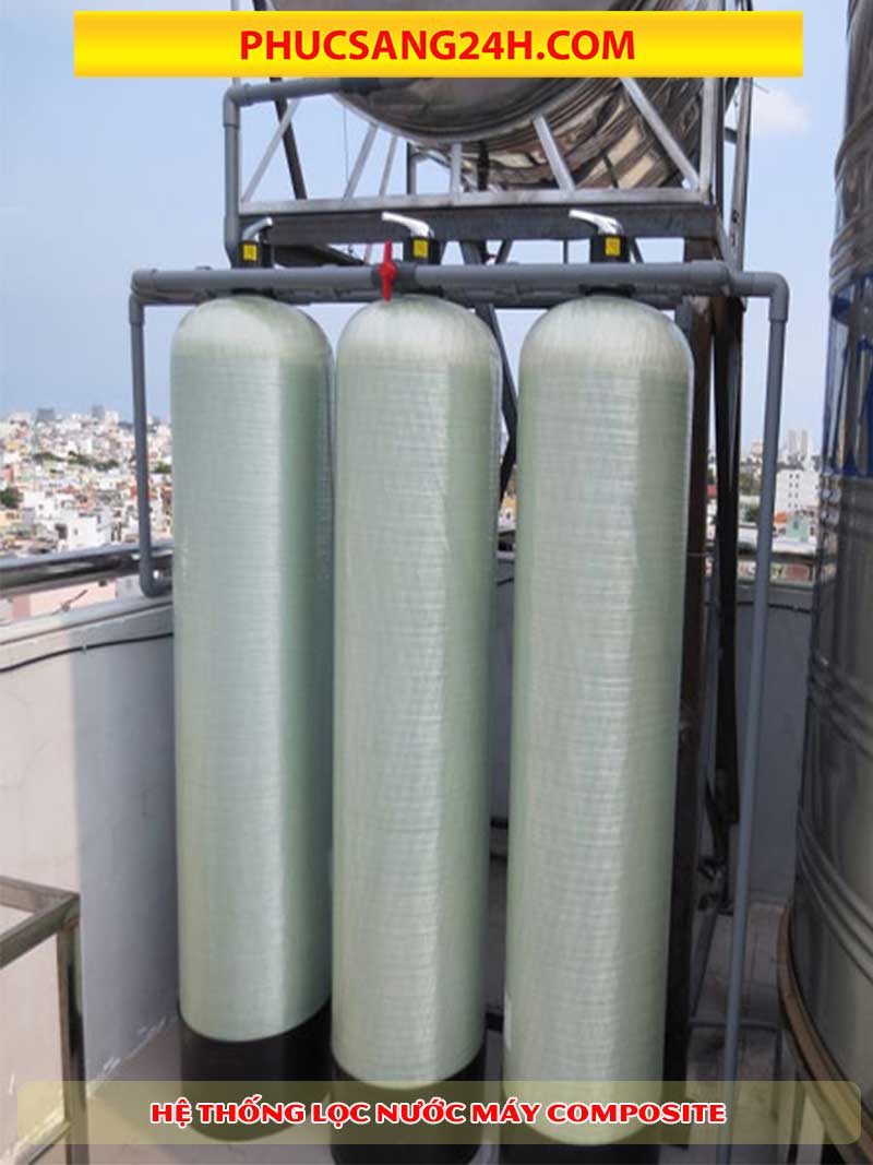 Hệ thống bình lọc nước máy composite 3 bình