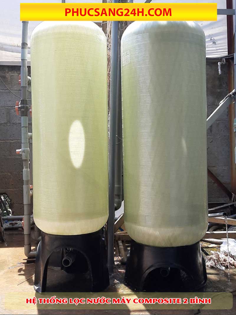 hệ thống lọc nước máy tổng sinh hoạt 2 bình composite phi 300