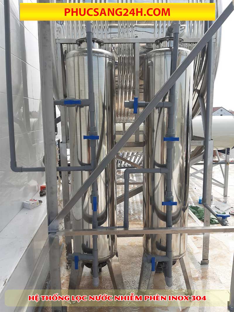 Công trình 2 bình lọc nước giếng khoan inox phi 250 lắp đặt hoàn chỉnh