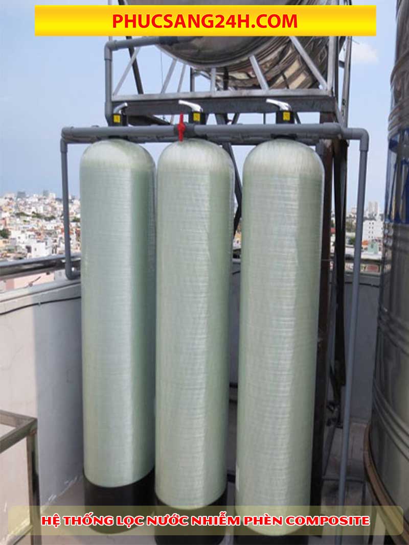 Dịch vụ thay vật liệu lọc nước máy cột composite 3 bình tại huyện Bình Chánh