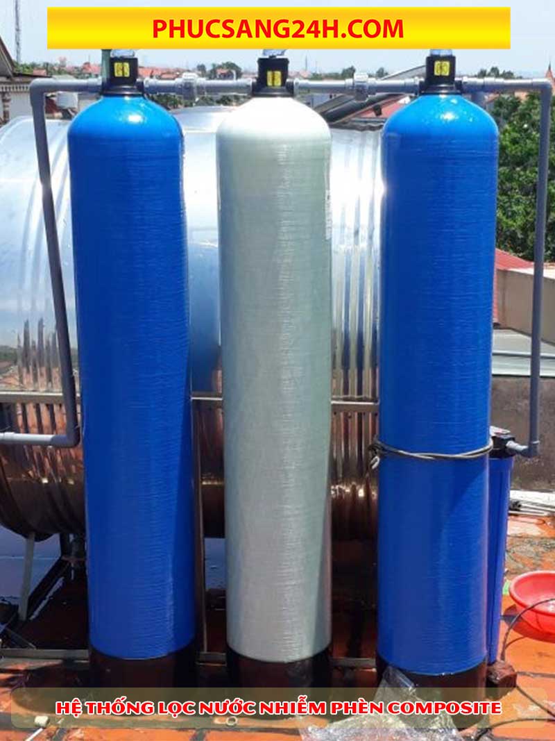 Thành phần cấu tạo của hệ thống lọc nước nhiễm phèn Composite 3 bình phi 300
