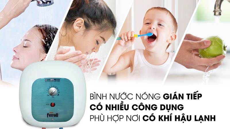 Bình nước nóng Ferroli gián tiếp CUBO E 15L (chống giật) giữ nóng tốt