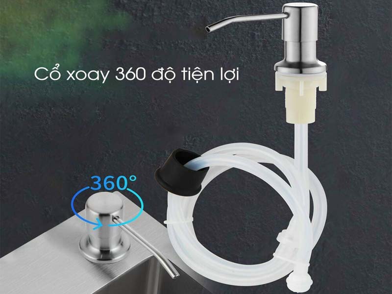 Bộ vòi bơm hút nước rửa chén bát đầu inox 304 có cổ xoay 360 độ tiện lợi