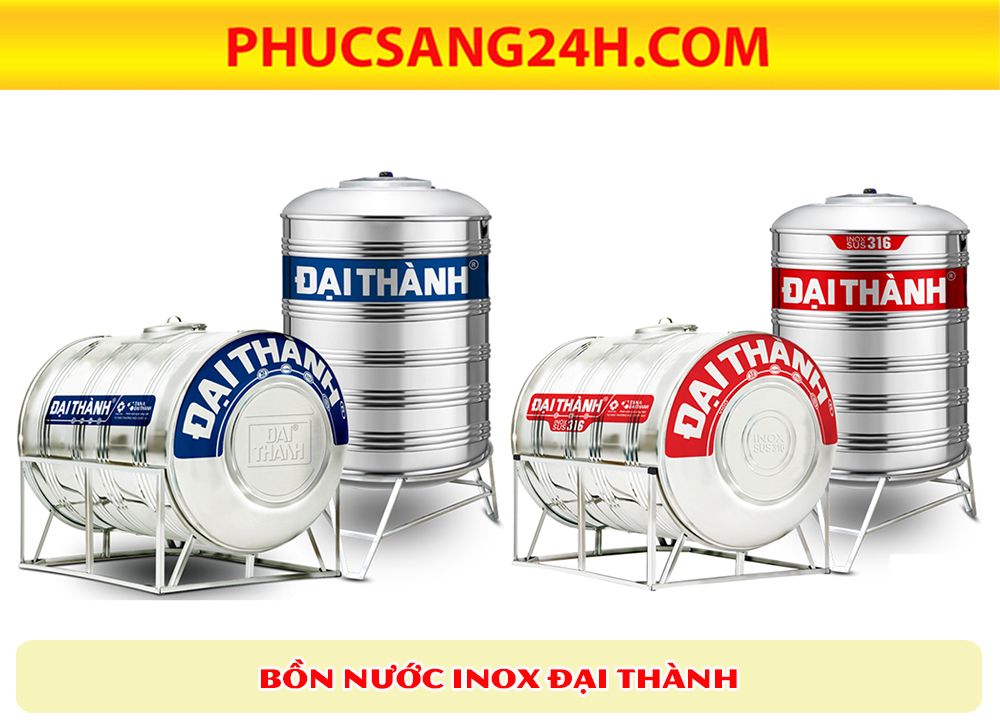 Chất liệu của bồn nước inox Đại Thành được chia làm 2 loại inox 304 và inox 316