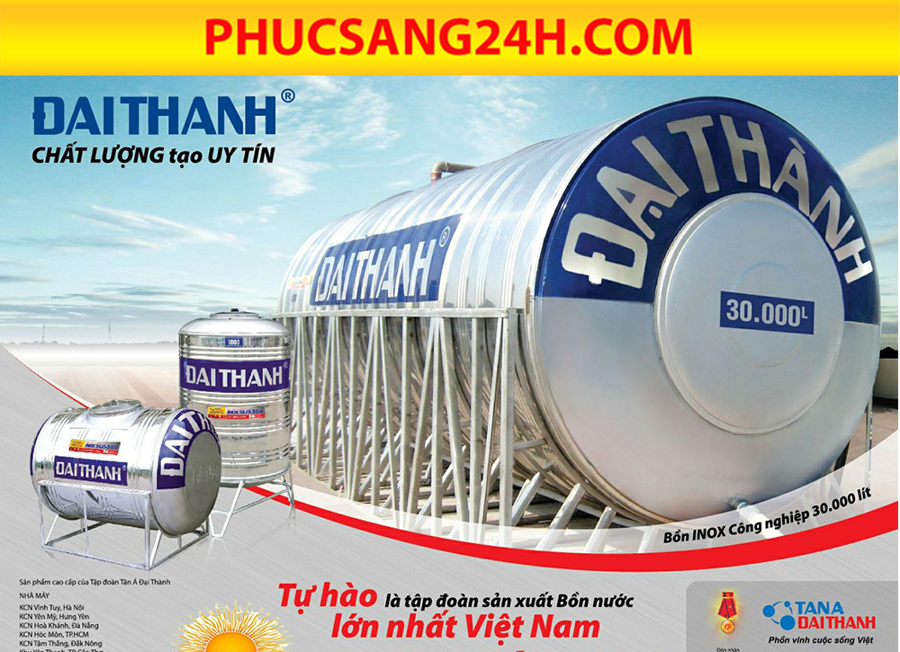 Giá bồn nước Đại Thành chính hãng tốt nhất chỉ có tại Phucsang24h.com
