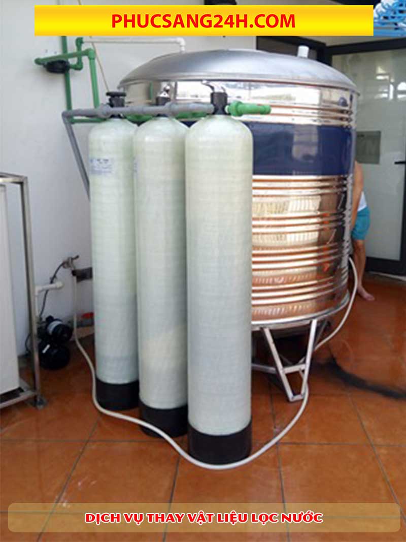 Dịch vụ thay vật liệu lọc nước giếng khoan 3 bình tại Gò Vấp