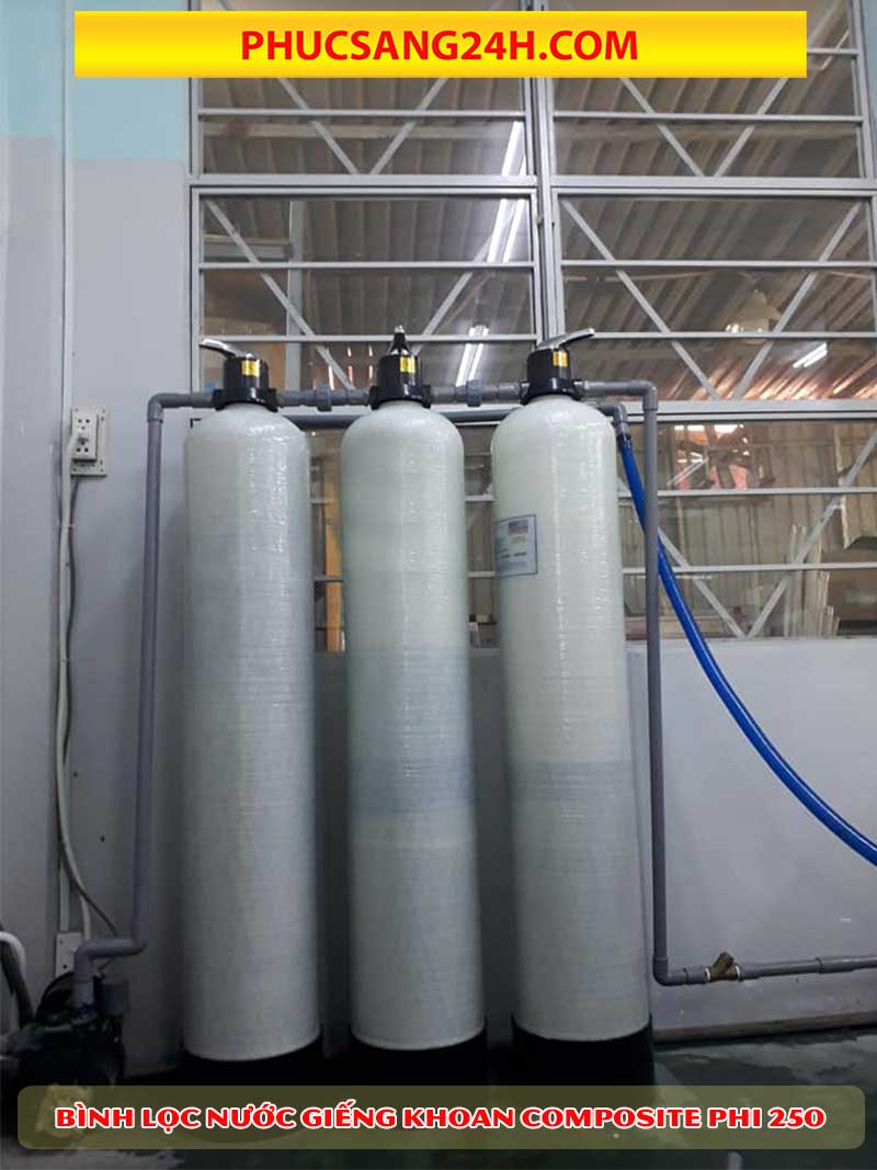 Hình ảnh hệ thống lọc nước giếng khoan Composite 3 bình phi 250 của Phucsang24h
