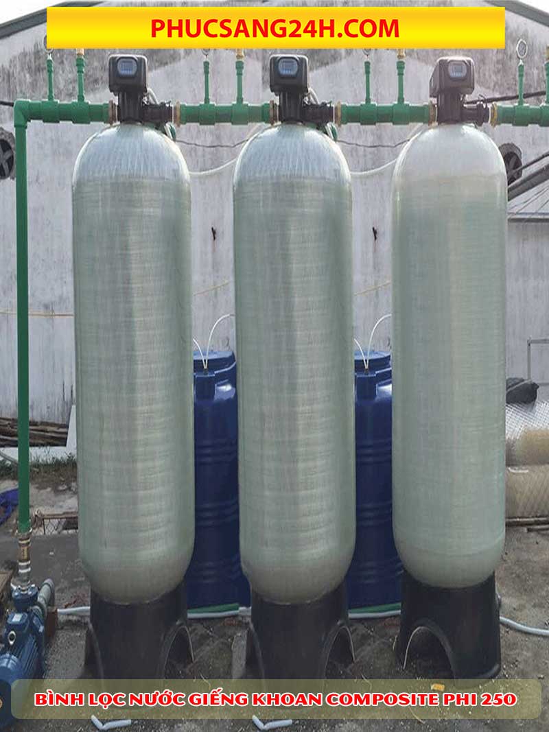 Hệ thống lọc nước giếng khoan composite 3 cột lọc phi 250 là phương án hữu hiệu nhất để xử lý nước