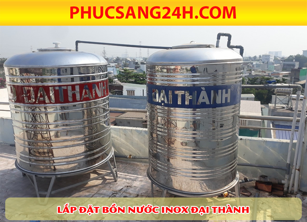 Lắp đặt bồn chứa nước inox Đại Thành